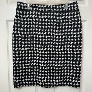 Talbots Pencil Skirt Cotton Blend Gray Cream Black All Over Print Size 10